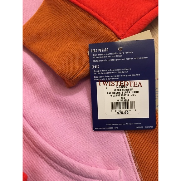 New Reverse weave hoodie sweatshirt color block L - Picture 11 of 12